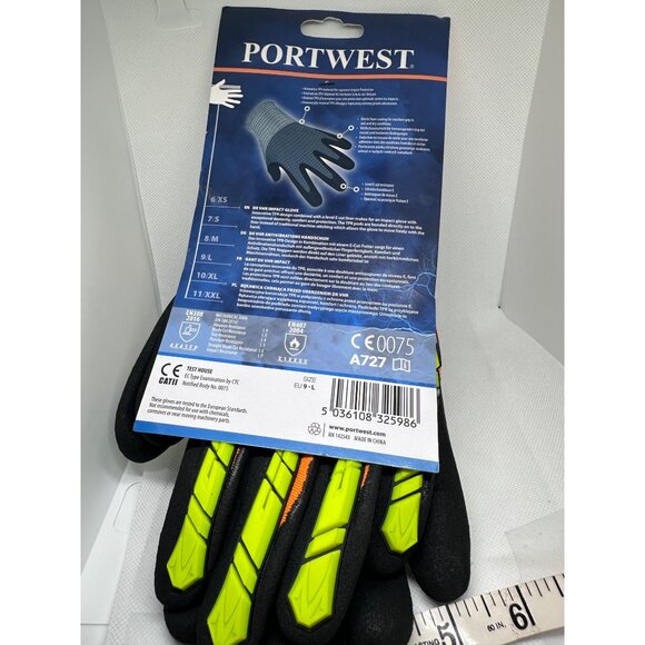 Portwest DX VHR Impact Gloves EU 9 L Orange Green Black Ultimate Protection Cut - Picture 2 of 10